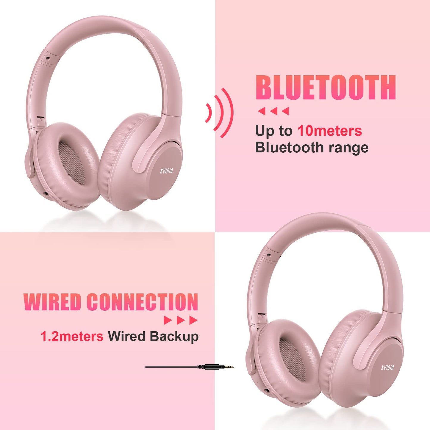 KVIDIO Bluetooth Headphones