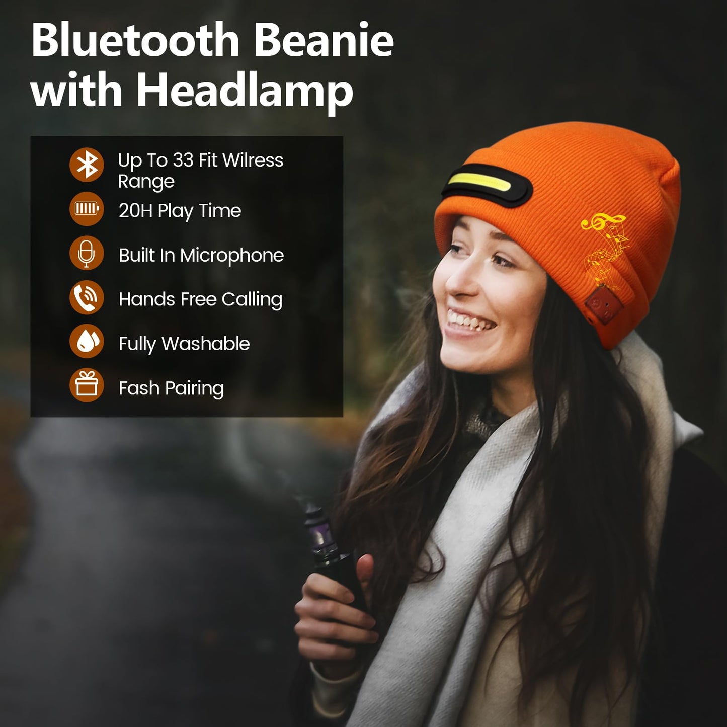 RANCOVY Bluetooth Beanie with Light