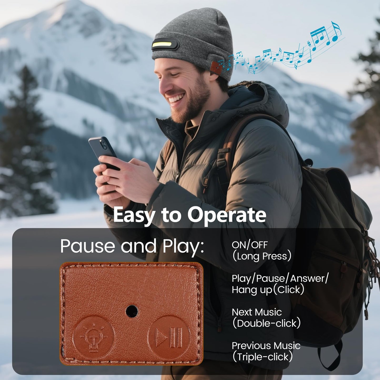 RANCOVY Bluetooth Beanie with Light